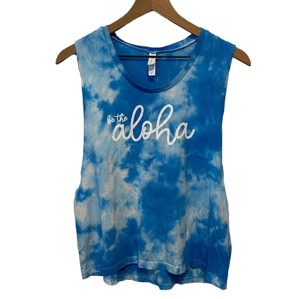 Be The Aloha Muscle Tee XL Blue White Tie Dye